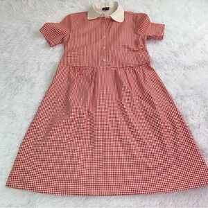 Callipygian short sleeve Gingham‎ shirt Dress with contrast Collar pockets